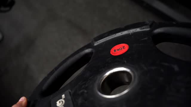 Close-up of a weight plate